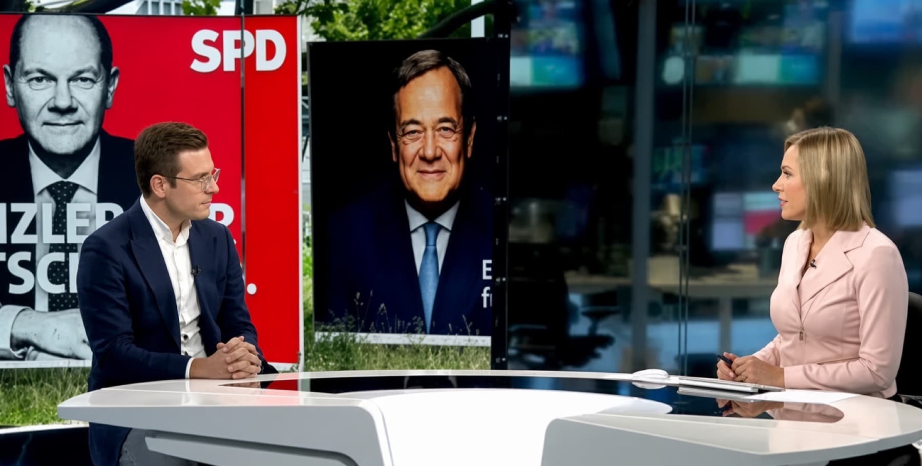 Juri Schnöller in a television interview about political campaigning.